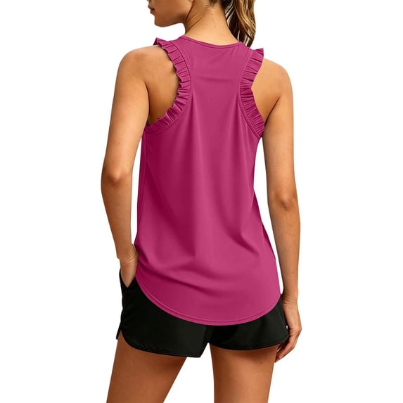 Women Summer Workout Tank Tops Sleeveless Racerback Crewneck Casual Loose Running Gym Athletic Tee Shirts