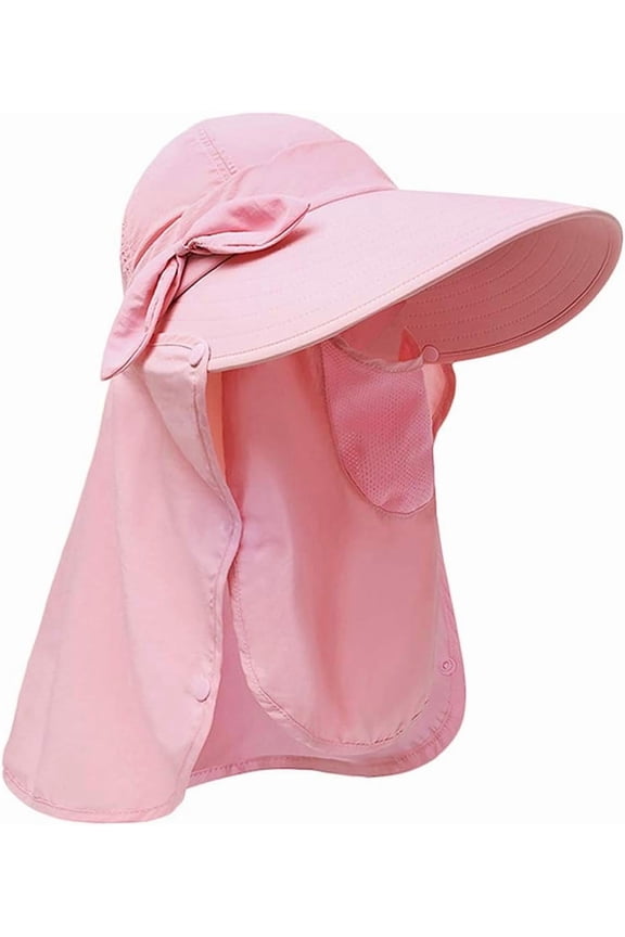 Women Sun Cap Finshing Hats UPF+50 Detachable Face Mask Neck Flap Visor Wide Brim Sun Protection Hiking Hats