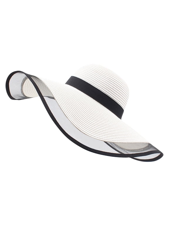 Women Sun Hat Big Eaves Waves Beach Cap Ladies Hat Big Brim Sun Visors UV Cut Bucket Panama Cap Foldable Straw Sunscreen Vintage