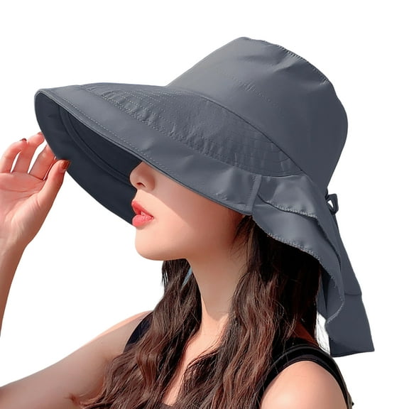 Women Sun Hat Bucket Hat With Shawl Design Outdoor UV Protection Large Wide Brim Hiking Fishing Mesh Cap