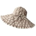 thumbnail image 1 of Women Sun Hat, Fashion Casual Solid Color Flower Decor Wide Brim Striped Sun Protection Foldable Beach Cap for Summer Outdoor Daily Wear, 1 of 8