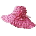thumbnail image 1 of Women Sun Hat, Fashion Casual Solid Color Flower Decor Wide Brim Striped Sun Protection Foldable Beach Cap for Summer Outdoor Daily Wear, 1 of 8