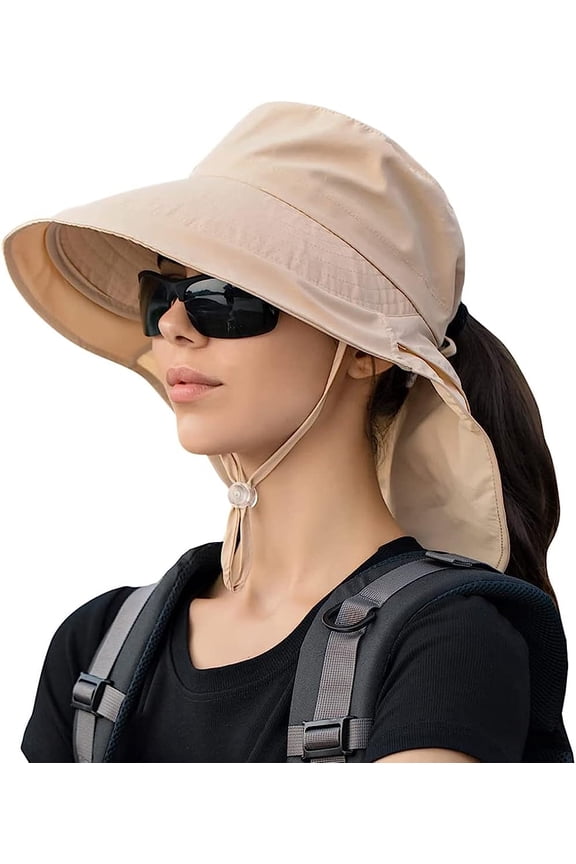 Women Sun Hat, Hiking Safari Hat with Neck Flap, UPF 50+