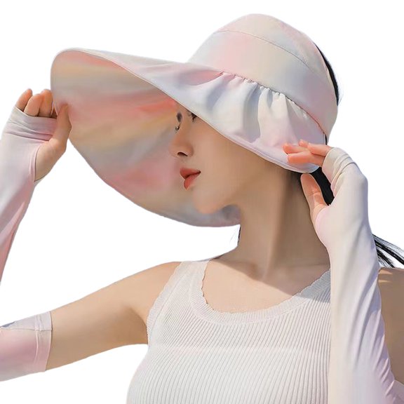Women Sun Hat Rainbow Color UV Protection Elegant Face Protections Sweet Breathable Lightweight Sunscreen Wide Brim Beach Hat for Summer