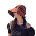 thumbnail image 1 of Women Sun Hat Stripe Contrast Color Sunscreen Bucket Hat, 1 of 7