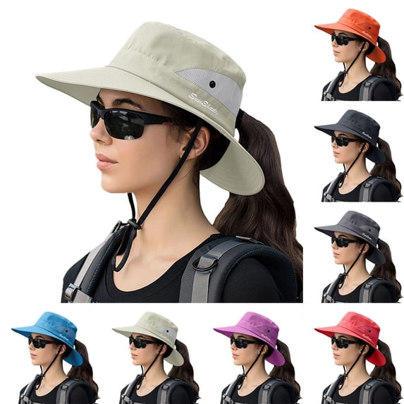 Women Sun Hat Summer Bucket Wide Brim Protection Hat Foldable Cool Mesh Beach Cap