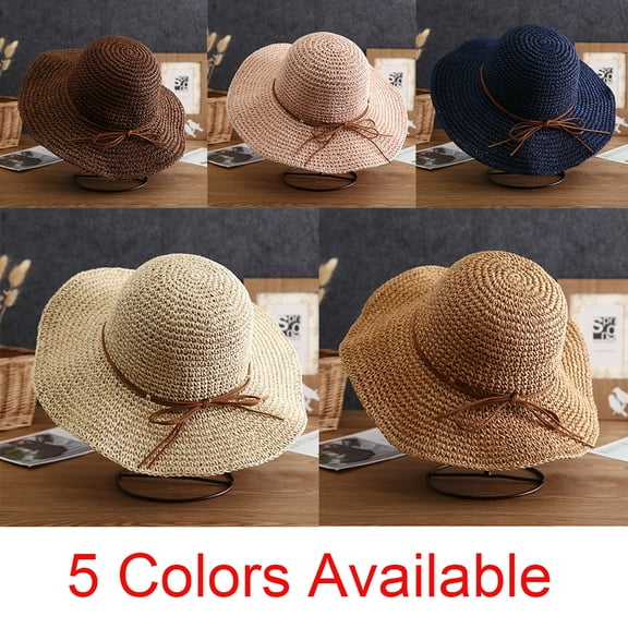Women Sun Hat Summer Wide Brim Beach Cap Packable Cotton Straw Hat for Travel,birthday present/Light Brown