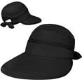 thumbnail image 1 of Women Sun Hat UPF 50+, Zip Off Sun Hat Visor, Ponytail Sun Protection Hat Golf Beach Travel Packable(Black), 1 of 6