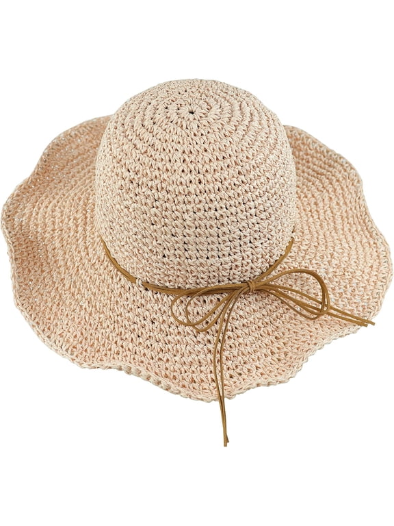 Women Sun Hat Wide Brim Floppy Beach Hat Breathable UV UPF 50+ Straw Hat Foldable Packable Summer Outdoor Cap