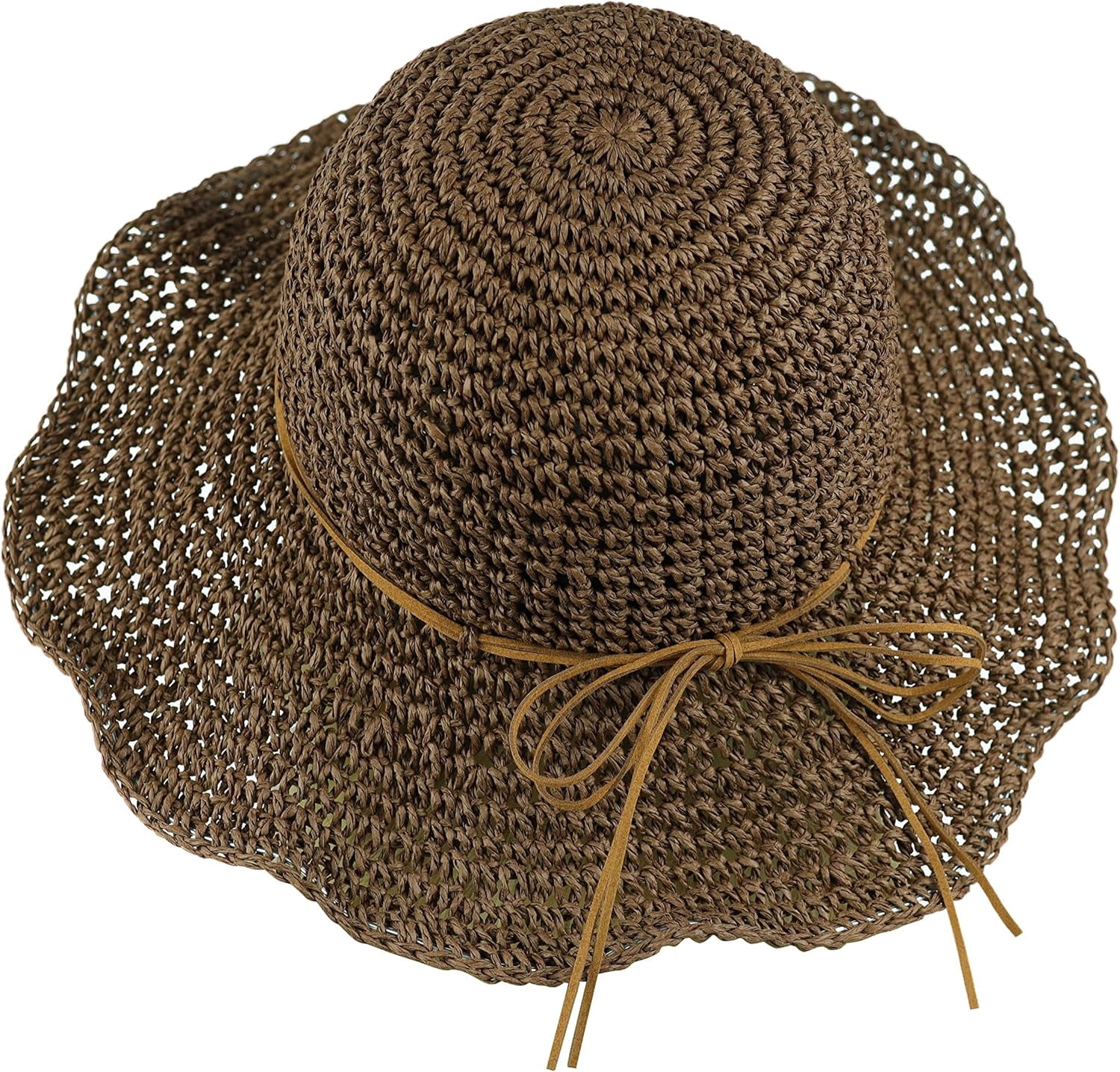 SPF50+ Summer UV-Protection Straw hat, Foldable cycling hat Cheers.US Womens Big Bowknot Straw Hat Large Floppy Foldable  main image 3