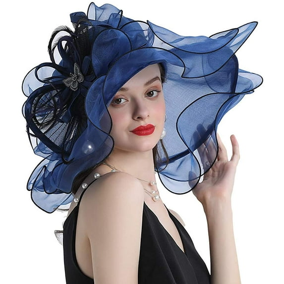 Women Sun Hat Wide Brim Floral Elegant Summer Hat Lady Fascinator Hat