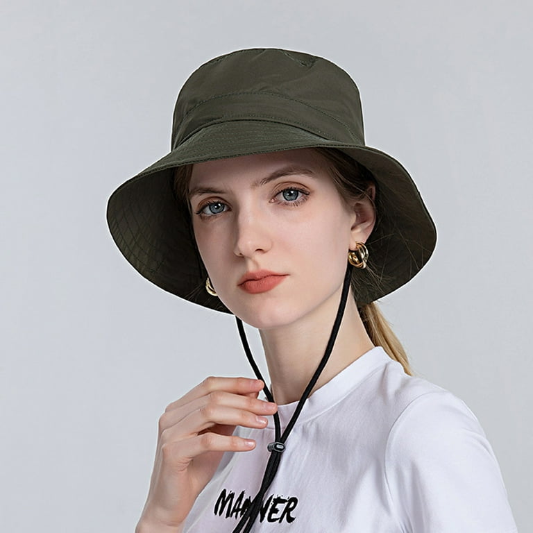 Women Sun Hat Wide Brim Protection Beach Hat Adjustable Bucket Hat Summer  Hats Bucket Hats Army Green