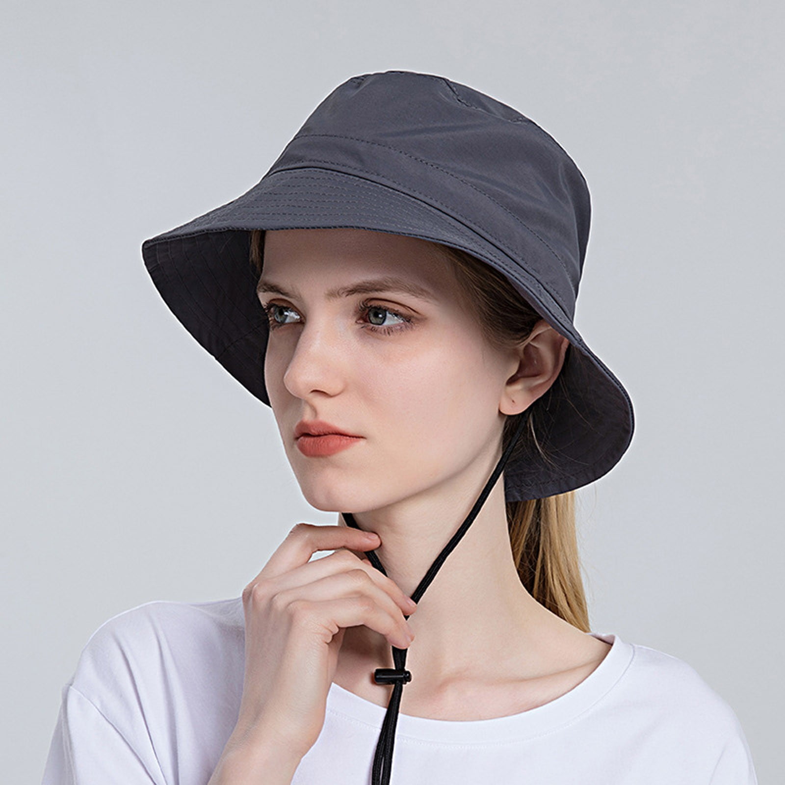 Women Sun Hat Wide Brim Protection Beach Hat Adjustable Bucket Hat Summer Hats  Bucket Hats Grey 