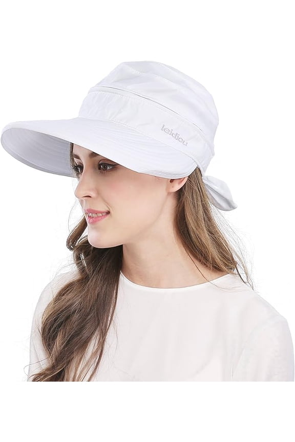 Women Sun Hat for Outdoor UV Protection, Wide Brim Sun Hat Ponytail, Convertible Zip-Off Beach Hat Visor
