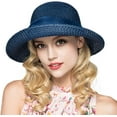 thumbnail image 1 of Women Sun Hats Fashionable Summer Wide Brim Cap Beach Straw Hat UV UPF50 Travel Packable Cotton Hat, 1 of 5