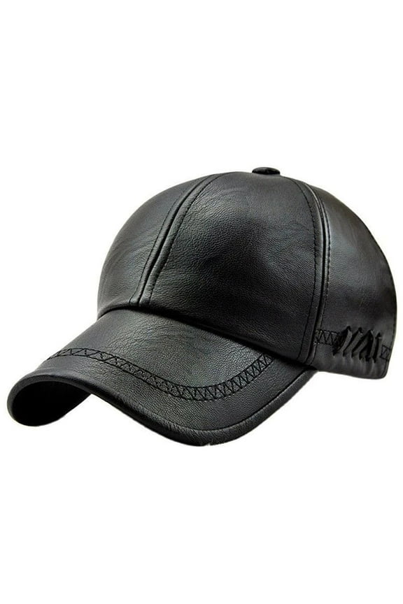Women Sun HatsMen'S Cap Pu Leather And Velvet Casual Baseball Cap Middle Aged And Elderly Warm Outdoor Cold Duck Cap