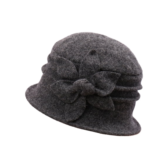 Women Sun HatsWool Mother Hat Outdoor Warm Windproof Wool Basin Hat Flower Topper Hat