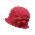 thumbnail image 1 of Women Sun HatsWool Mother Hat Outdoor Warm Windproof Wool Basin Hat Flower Topper Hat, 1 of 3