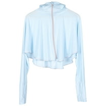 Women Sun Screen Cloak Summer Beach Sunscreen Cloak Sun Wrap UV with Hooded Zipper for Cycling Riding Beach Holiday (Sky-blue)