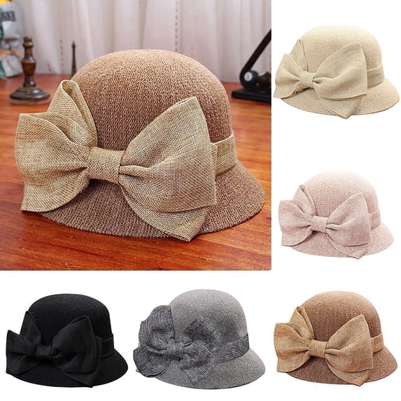 Women Sun Straw Hat Cloche Hat Summer Hat for Women 1920S Vintage Hat Foldable Packable for Beach Vacation Black One Size
