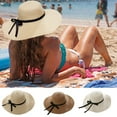 thumbnail image 1 of Women Sun Straw Hat,UV Protection Bowknot Wide Brim Beach Hat Travel, 1 of 10