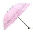 thumbnail image 1 of Women Sun Umbrella Cute Exquisite European Portable Waterproof Girls Ladies Triple Folding Umbrellas Sunscreen Pink, 1 of 7
