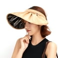 thumbnail image 1 of Women Sun Visor Hat, Fashion Solid Color Wide Brim Soft Cotton Breathable Adjustable Elastic Band Anti-UV Foldable Cap for Summer Beach, 1 of 8