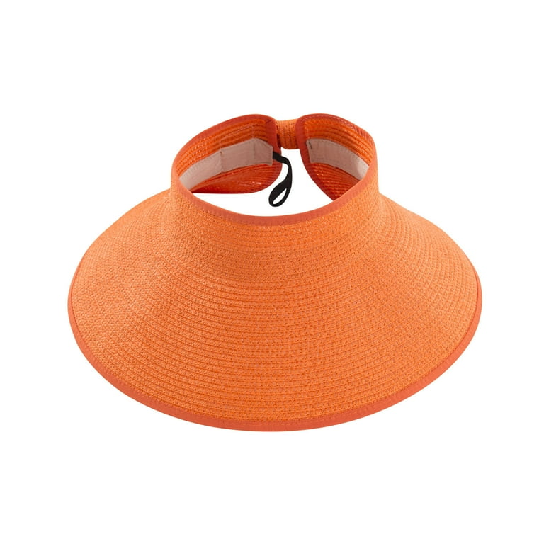Women Sun Visor Hats Straw Wide Brim Beach Packable Hat Foldable