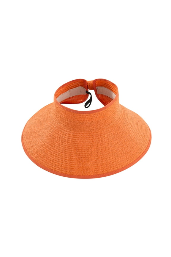 Women Sun Visor Hats Straw Wide Brim Beach Packable Hat Foldable Roll Up Cap Summer Uv Protection UPF 50+ Sunhat