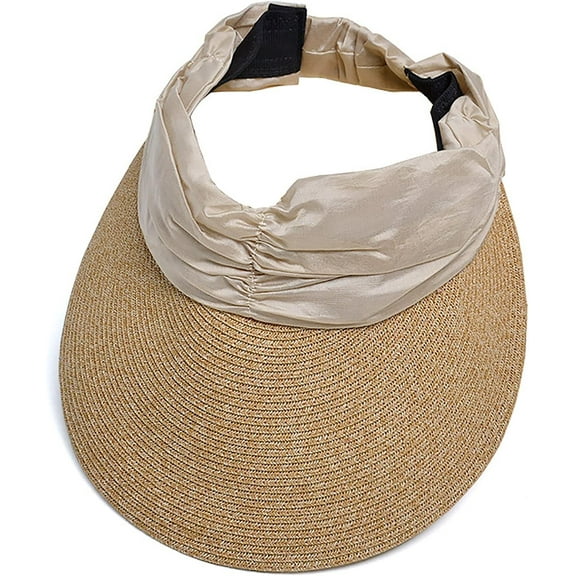 Women Sun Visor Hats Summer Straw Hat Beach Hat Wide Brim Ponytail Hat Cap Visor Sun Hats UV Protection Tennis Visor