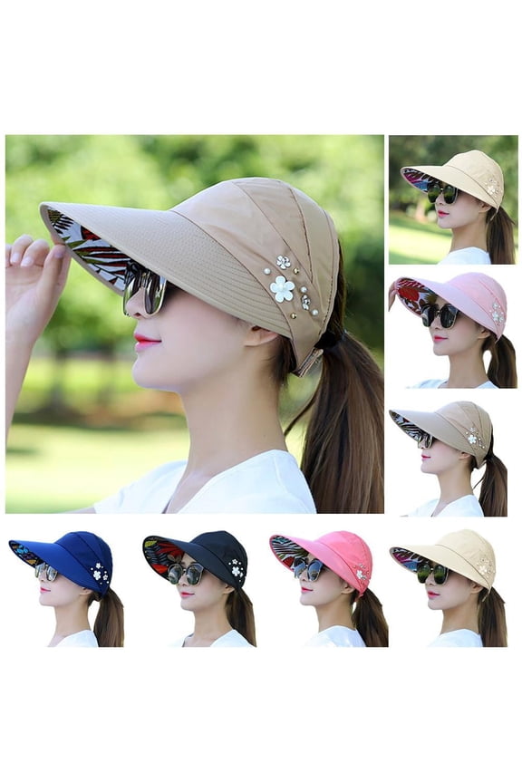 Women Sun Visor Hats UV Protection Caps Summer Wide Brim Beach Ha