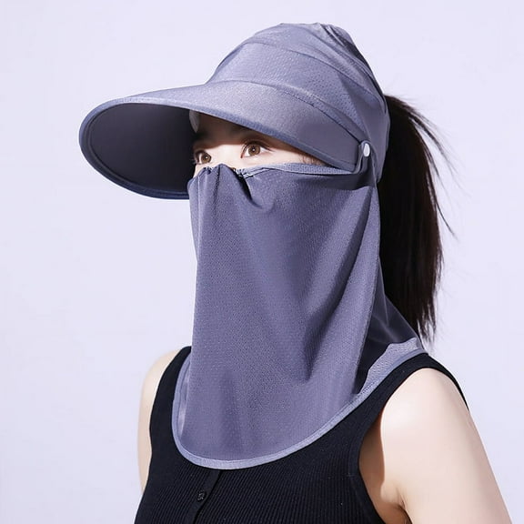 Women Sun Visor Hats, Wide Brim UV Protection Sun Visor Cap with Ponytail Hole & Removeable Flap Outdoor UPF 50 