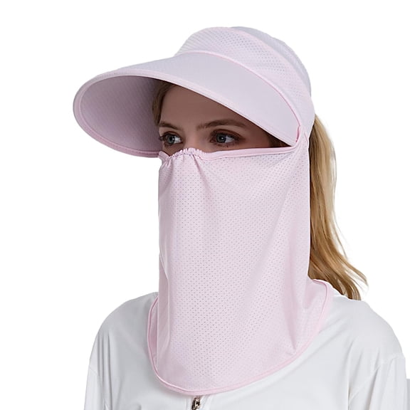 Women Sun Visor Hats, Wide Brim UV Protection Sun Visor Cap with Ponytail Hole & Removeable Flap Outdoor UPF 50 