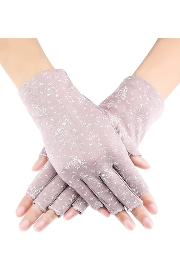 Women Sunblock Fingerless Gloves UV Protection Driving Gloves Summer Mitten Non Slip for Outdoor Cycling Manicures