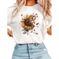thumbnail image 1 of Women Sunflower Butterfly Dissolve Graphic Tees T Shirt Tops Round neck Printed Cotton T Shirt White S-5XL, 1 of 4