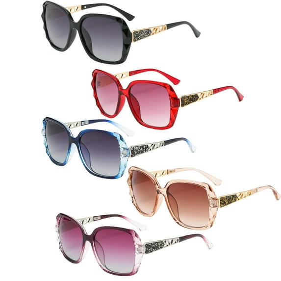 Women Sunglasses, Classic Women Sunglasses UV400 Protection Oversized Polarised Sunglasses Sparkling Large Frame Sunglasses for Women/Tea