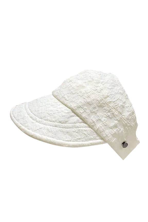 Women Sunshade Hat Half Empty Top Summer Sun Hat for Outdoor Hook and Loop Fastener Adjustment White