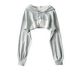 thumbnail image 1 of Women Super Crop Pullover Sweatshirt Y2K Cute Long Sleeve Drop Shoulder Hooded Sweatshirts Drawstring Hoodies Top, 1 of 5