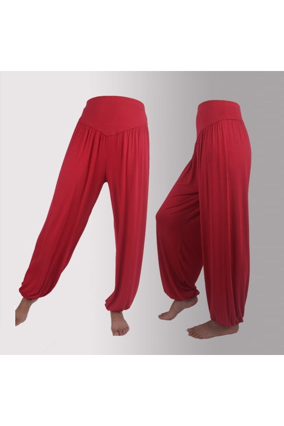 Women Super Soft Yoga Pants Dance Trousers Lounge Pant Wine L