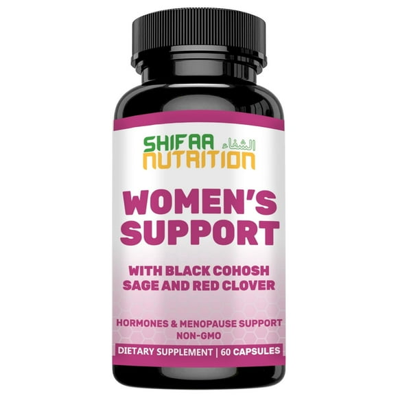 Women Support by SHIFAA NUTRITION | Support for Menopause, Hormones & Estrogen Balance, Hot Flashes, Mood Swings, Weight Management | Black Cohosh, Red Clover | Non-GMO | Halal | 60 Servings