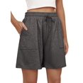 thumbnail image 1 of Women Sweat Shorts Summer Loose Athletic Short Drawstring Waist Lounge Running Shorts with Pockets Dark Gray XXL, 1 of 9