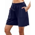 thumbnail image 1 of Women Sweat Shorts Summer Loose Athletic Short Drawstring Waist Lounge Running Shorts with Pockets Navy Blue S, 1 of 8