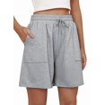 thumbnail image 1 of Women Sweat Shorts Summer Loose Athletic Short Drawstring Waist Lounge Running Shorts with Pockets, 1 of 9