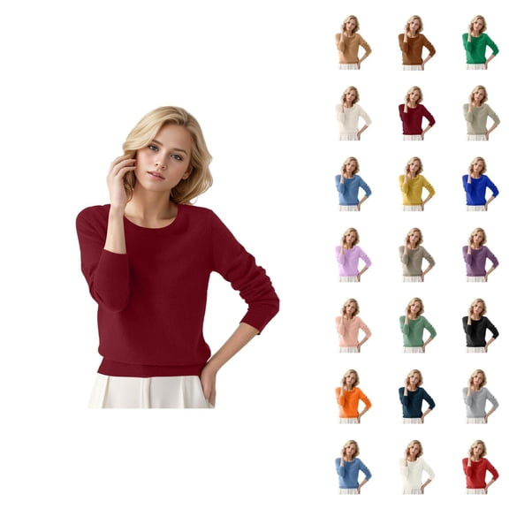 Women Sweater 2026 Fall Winter Casual Long Sleeve Crewneck Cozy Basic Knitted Sweaters Pullover Top