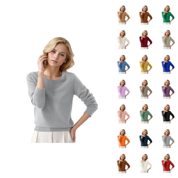 Women Sweater 2026 Fall Winter Casual Long Sleeve Crewneck Cozy Basic Knitted Sweaters Pullover Top