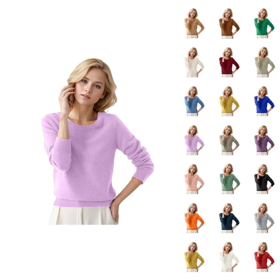 Women Sweater 2026 Fall Winter Casual Long Sleeve Crewneck Cozy Basic Knitted Sweaters Pullover Top