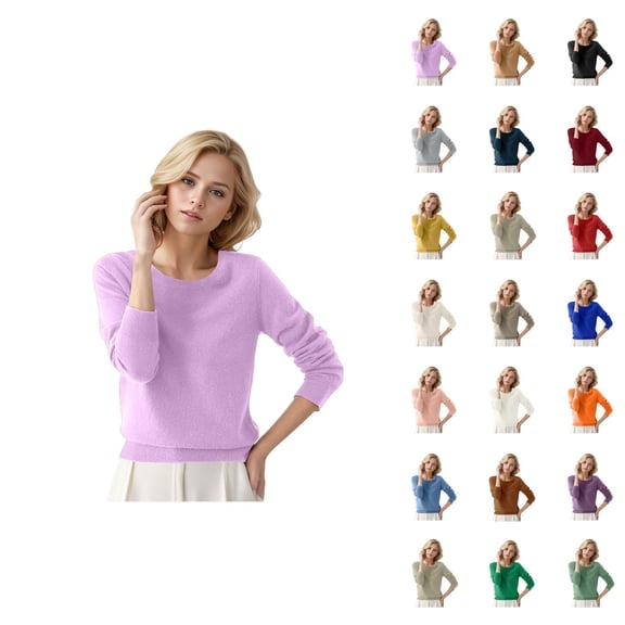 Women Sweater 2026 Fall Winter Casual Long Sleeve Crewneck Soft Plain Knitted Sweaters Pullover Top