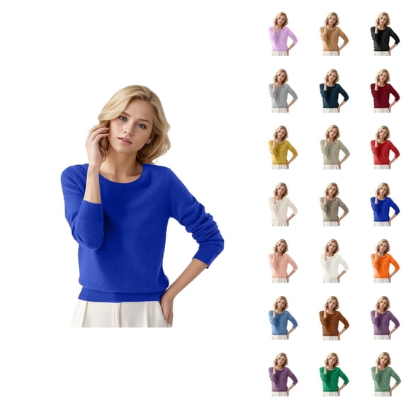 Women Sweater 2026 Fall Winter Casual Long Sleeve Crewneck Soft Plain Knitted Sweaters Pullover Top