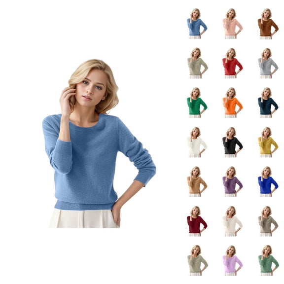 Women Sweater 2026 Fall Winter Fashion Long Sleeve Crewneck Cozy Basic Knitted Sweaters Pullover Top