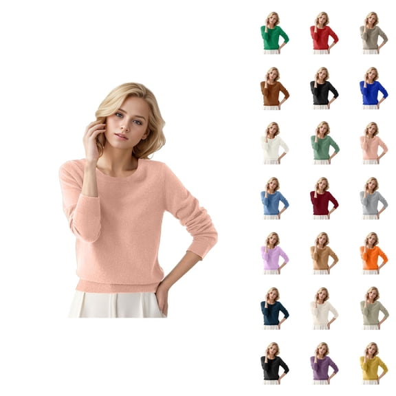 Women Sweater 2026 Fall Winter Trendy Long Sleeve Crewneck Basic Cozy Knitted Sweaters Pullover Top